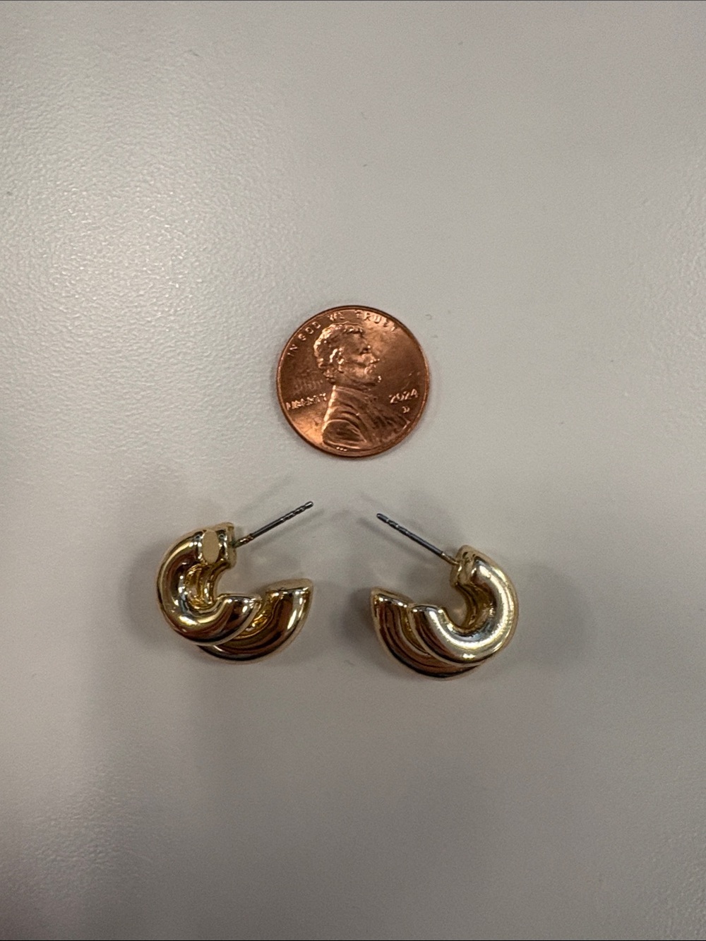Chunky Gold-Tone Double Hoop Earrings